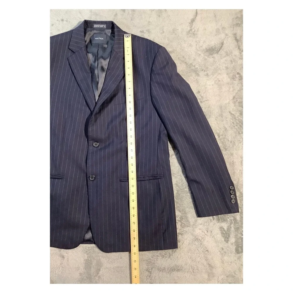 Nautica Men's Pinstripe‎ Blazer Navy Wool Blend Size 42